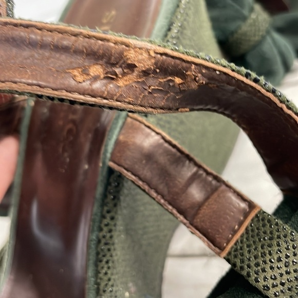 Sundance Forest Green Suede and "Snakeskin" Wedge Sandal - Picture 13 of 14